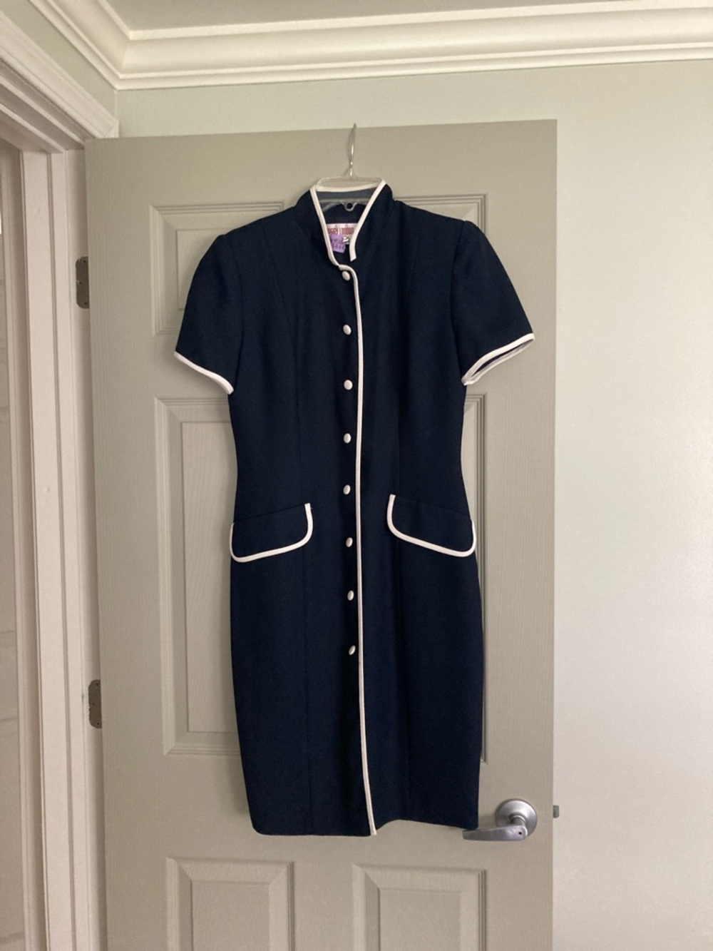 Navy Button Down Dress